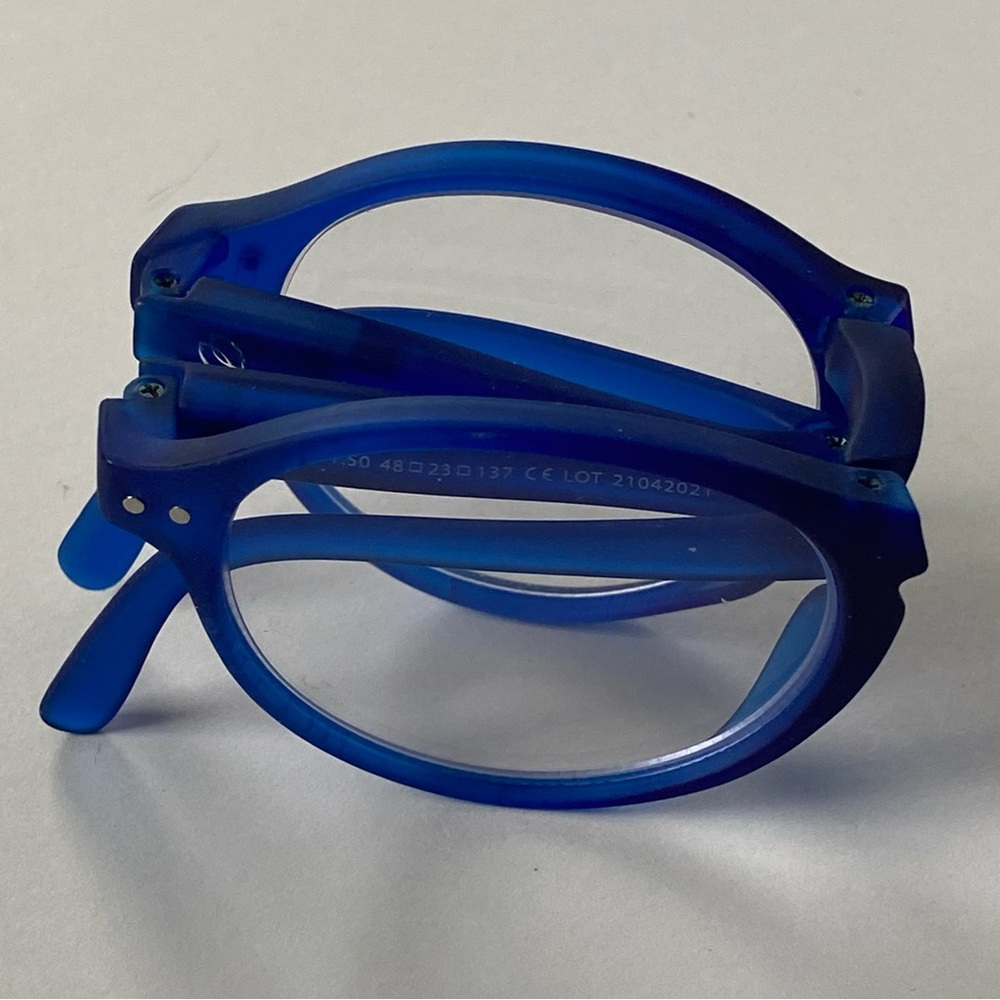 Folding Reading Glasses 1.50 Sweden Perspektiv Ocean Blue Foldable EUC Grippy
